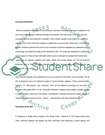 Focused Interaction in Behavior in Public Places (1963)