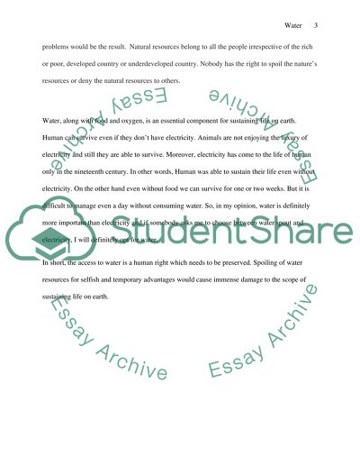 Essentiality of Water