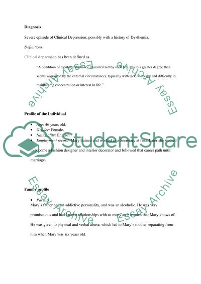 clinical depression case study