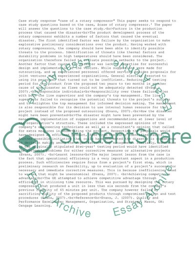 Case study Response Case of the Rotary Compressor