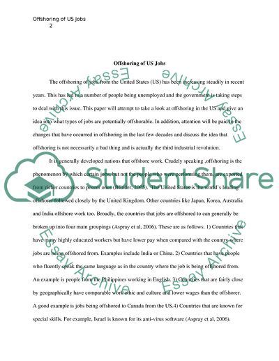 Offshoring of US Jobs