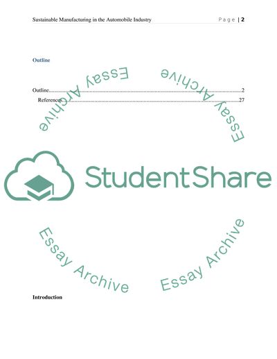 Sustainable Manufacturing in the Automobile Industry