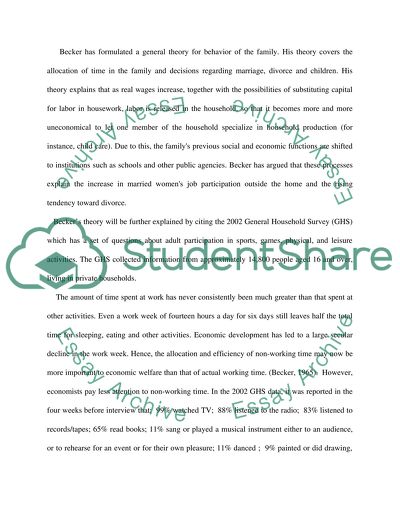 Contributions to Family and Household Economics