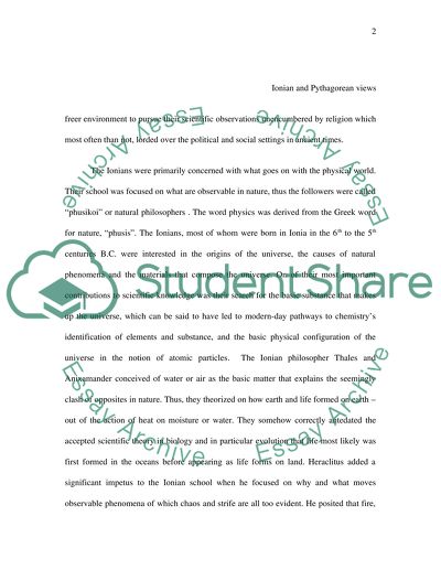 Ionian and Pythagorean schools