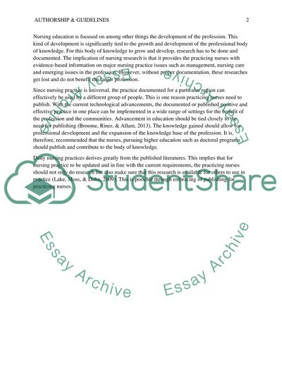 Discussion AUTHORSHIP & GUIDELINES