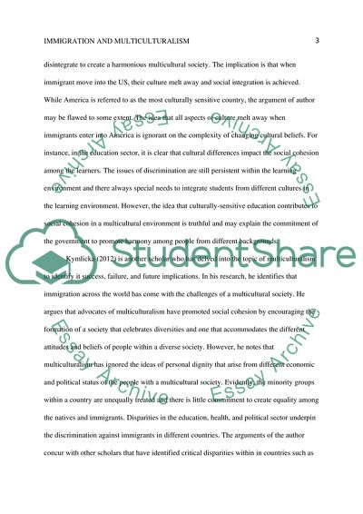 The Concepts of Immigration and Multiculturalism