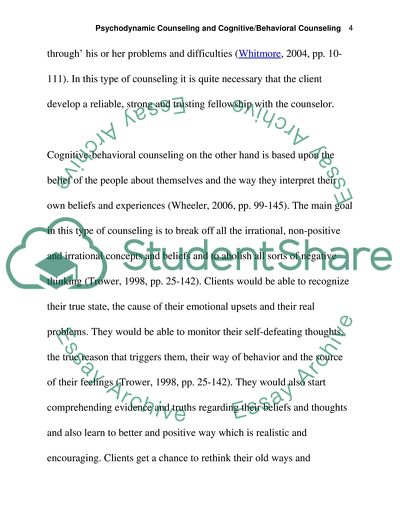 Psychodynamic Counseling and Behavioral Counseling