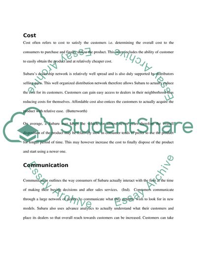 Analysis of Subaru Company