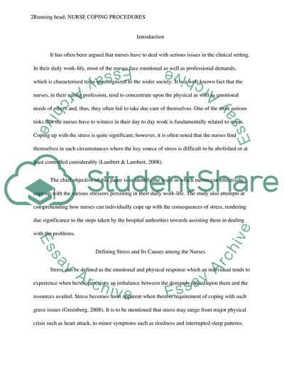 Nurse Coping Procedures