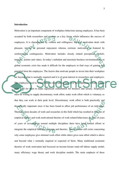 Work Motivation in Workplace