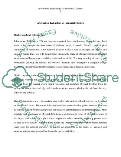 Information Technology vs Industrial Cluster Formation