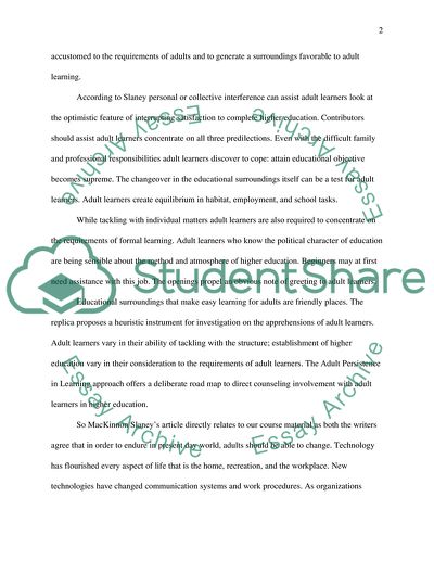The Adult Persistence in Learning Model