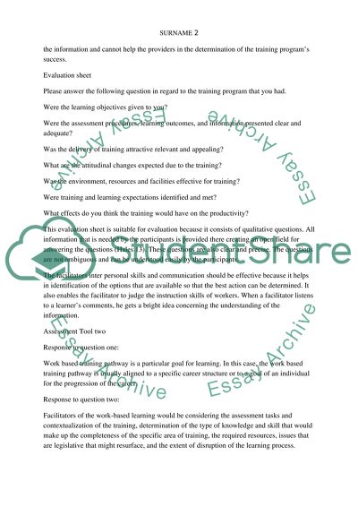 Assessment and Training as Critical Activities