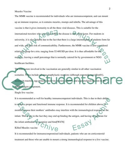 Preferential Groups for the Types of Measles Vaccine
