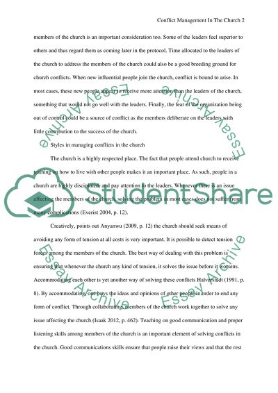 CONFLICT MANAGEMENT IN THE CHURCH