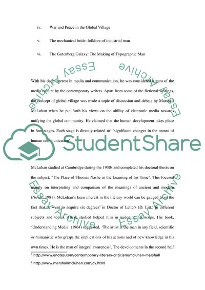 Analyzing Marshall McLuhan