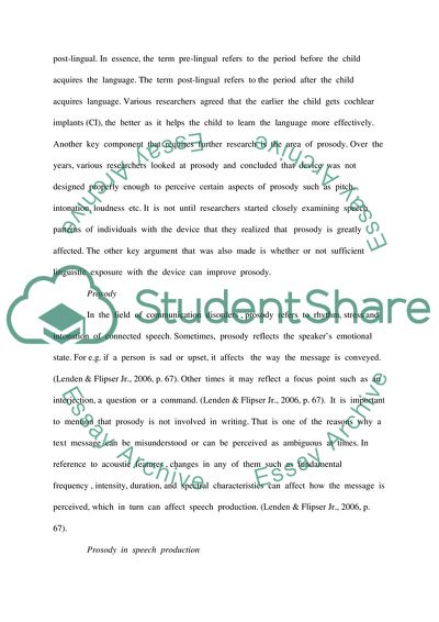 The Challenges Faced by People with Cochlear Implants as It Relates to Prosody