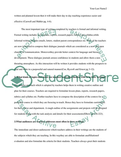 The Type of Writing Teachers Do on Their Job besides Teaching both Formal and Informal and Why Are They Important