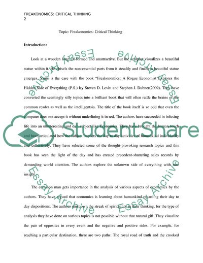 Analysis of Freakonomics - A Rogue Economist Explores the Hidden Side of Everything