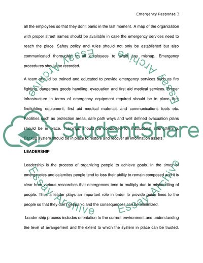 The Procedure of Planning for Emergency