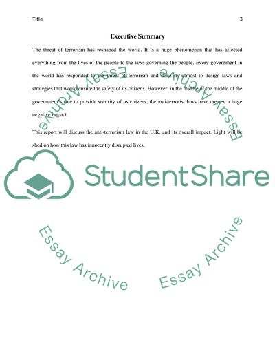 The anti-terrorism law in the U.K. and its overall impact