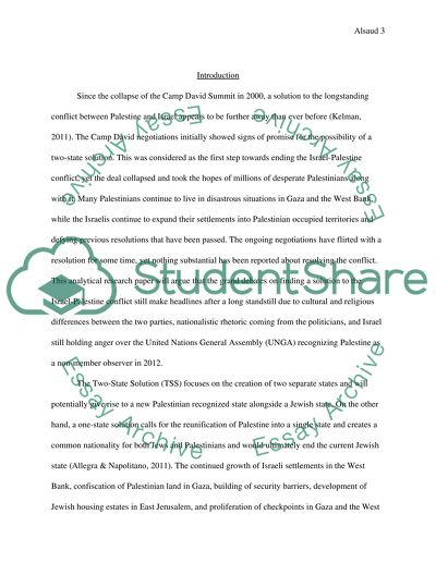 A Possible Israeli-Palestinian Solution