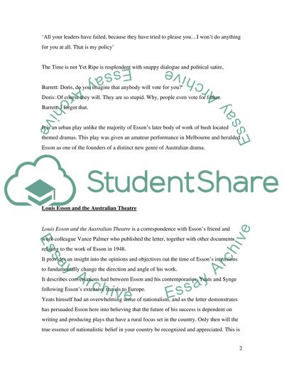 Louis Esson and Early Nationalism