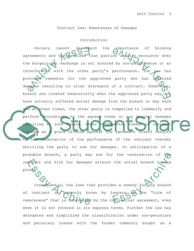 Contract Remoteness of Damages