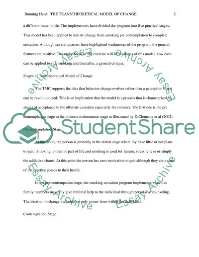Apply the transtheoretical Model of Change to Smoking cessation program or intervention
