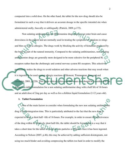 Issues to Consider in Tablet Formulation of a New non-Sedating Antihistamine