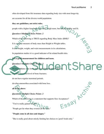 Body Size and Weight Management