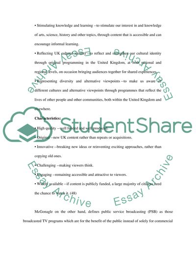 The Relationship between the BBC and Public Broadcasting Corporation and the Commercial Sectors
