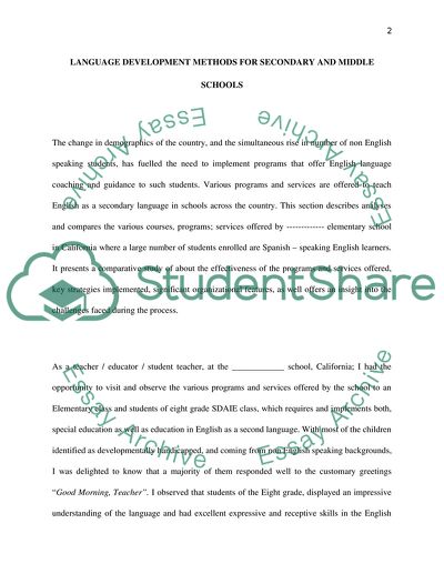 Language Development Methods for Secondary and Middle Schools