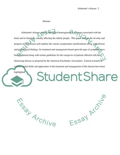 Alzheimers Disease: Symptoms and Treatment