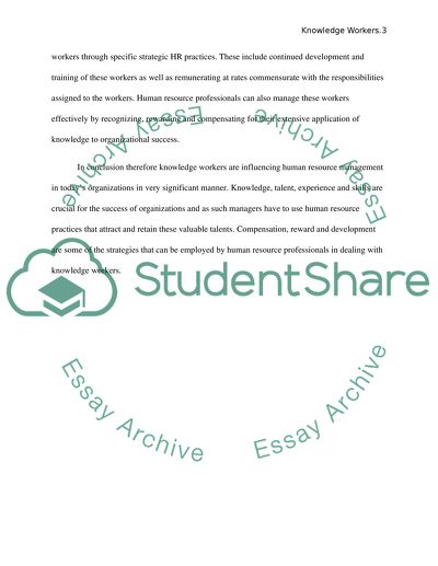 How (knowledge workers) influences HRM in organizations today