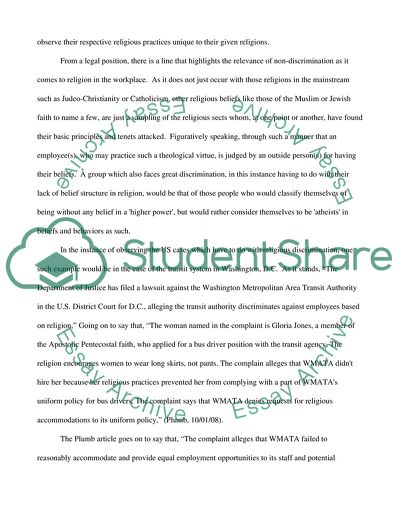 Religion & Discrimination In The Workplace