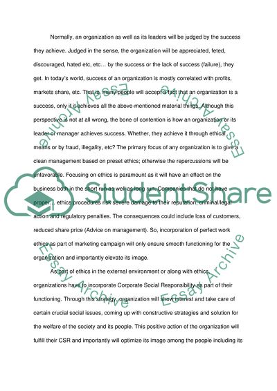 The Impact of Ethics Social Responsibility on the Marketing Activities