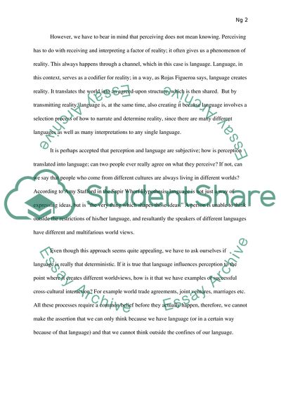 To What Extent Do Some of the Aspects of Language Have an Influence on Perception