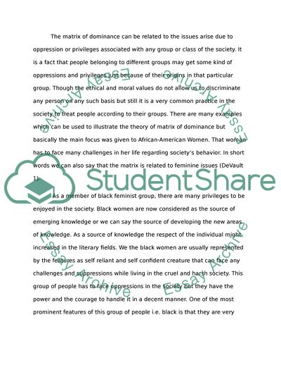 My Life within the Matrix of Domination