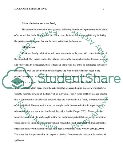 The Balance between Work and Family