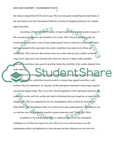 Research Report - Experimentation