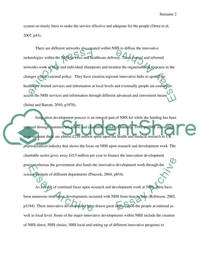 Major Innovation Developments in NHS