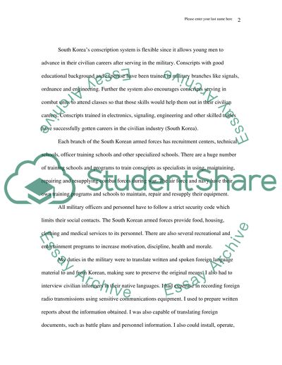 Military Career in the South Korean army: Advantages