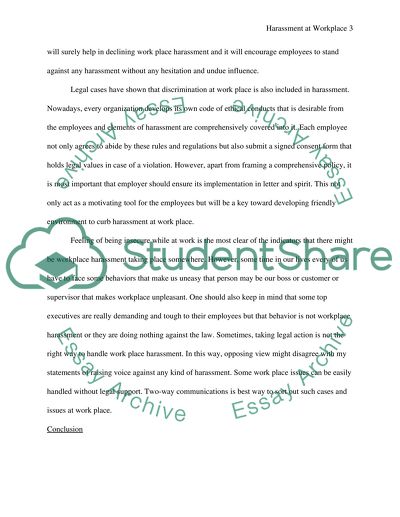 Harassment in workplace