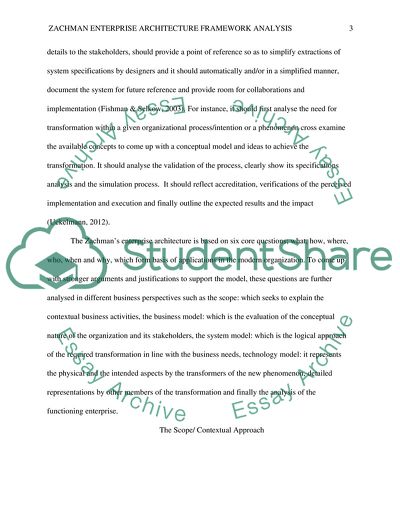 Zachman Enterprise Architecture Framework Analysis