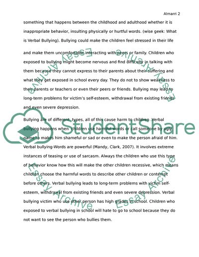 Self-Esteem Problems and Verbal Bullying