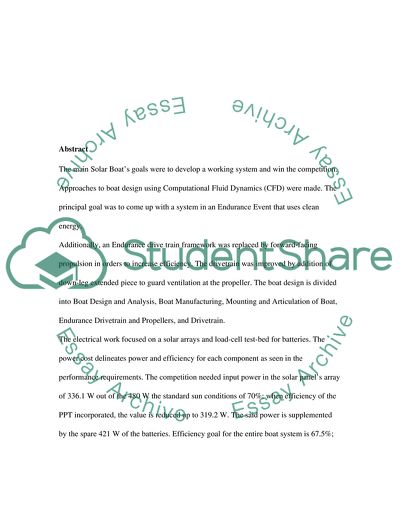 Design of Solar Boat for Competition