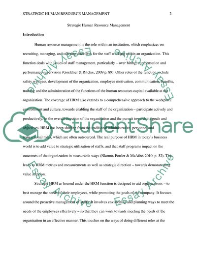 Strategic Human Resource Management