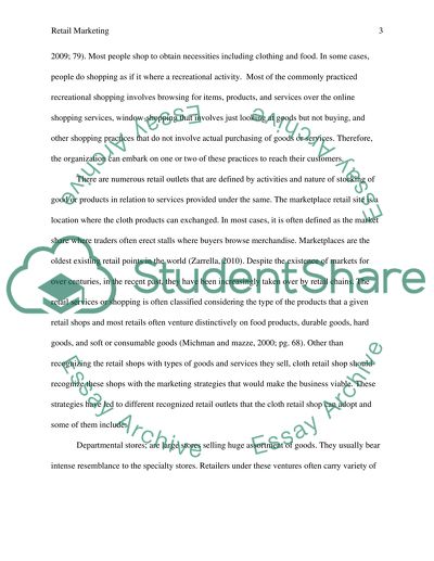 Retail Marketing and Marketing Concepts