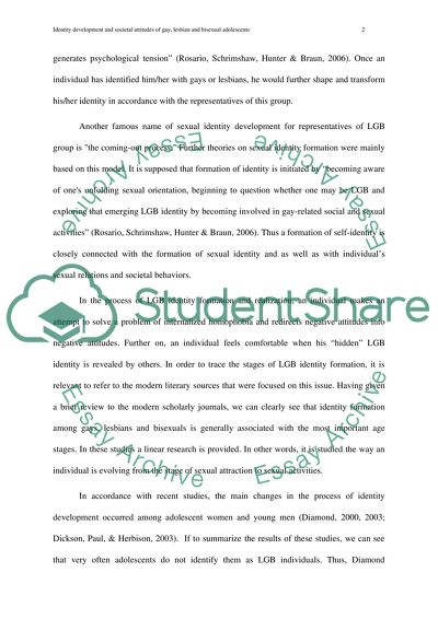 Identity Development And Societal Attitudes of Gay, Lesbian And Bisexual Adolescents